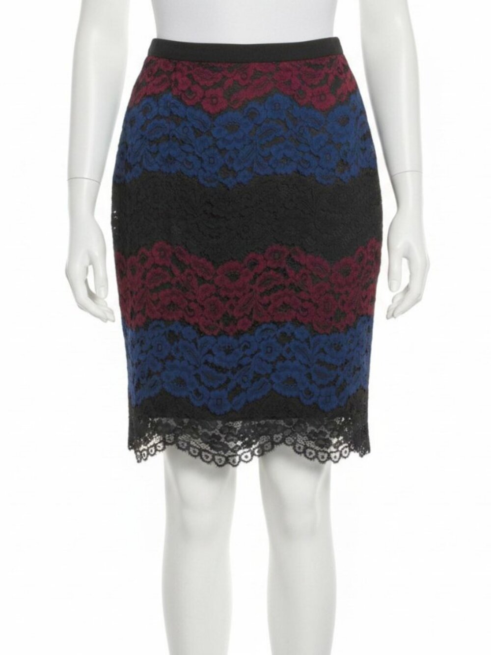 Karl Lagerfeld Paris Floral Lace Pencil Skirt Womens 12 Lined Side Zip
